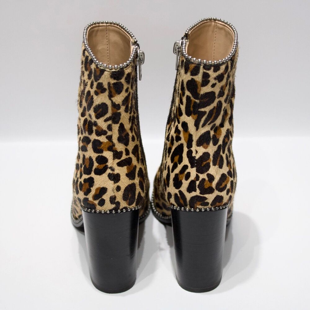 Coach Drea Leopard Print Calf Hair Leather Heeled Bootie Women 7.5B Minimal Wear - Picture 7 of 16